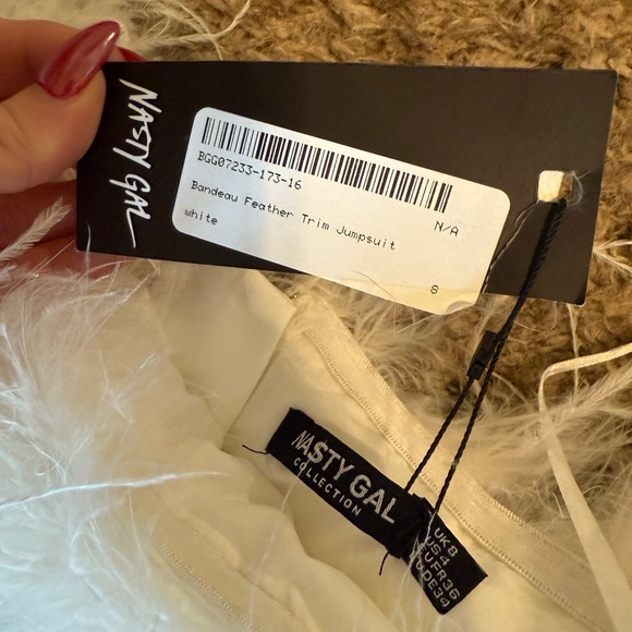 Nasty Gal White Strapless Feathered Jumpsuit - Picture 2 of 2